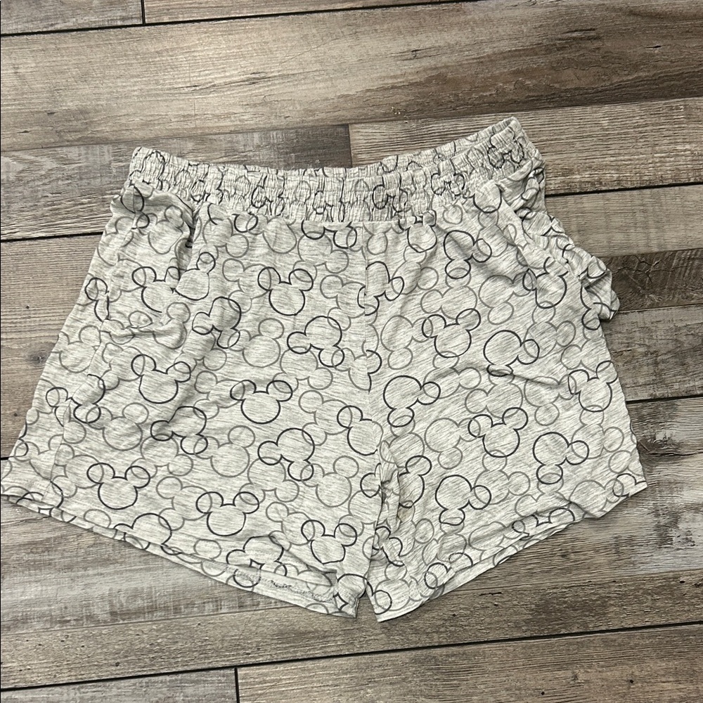 Disney Gray Mickey Mouse Pattern Athletic Lounge Shorts